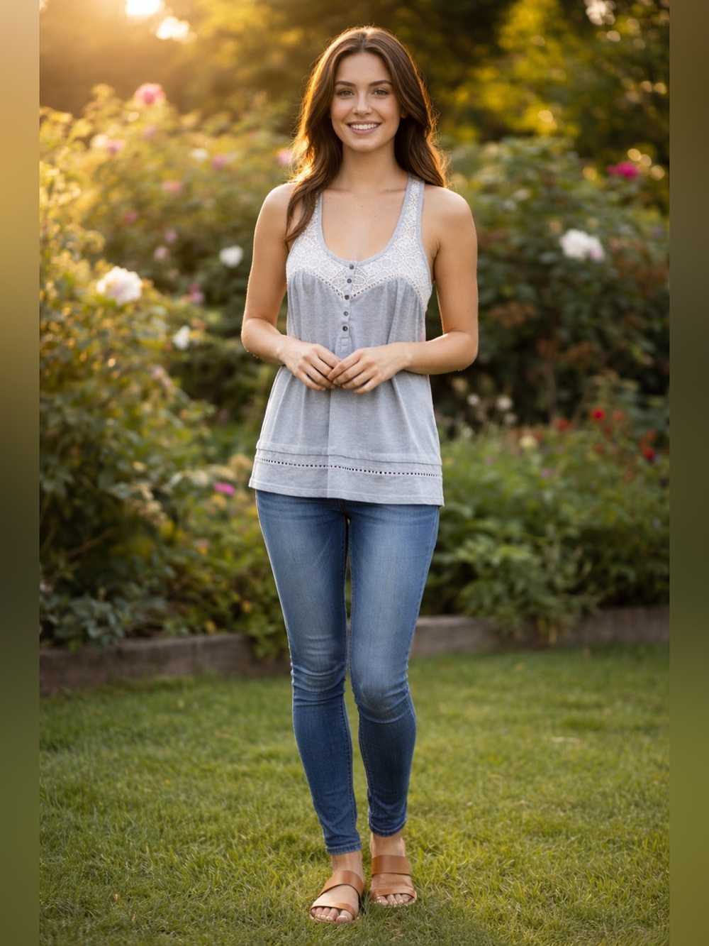 Hint of Mint Stretch Lace Scoopneck Tank Top